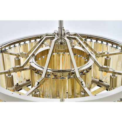 Elegant Lighting Chelsea 8 Light 28" Wide Crystal Drum Chandelier with Golden Teak Royal Cut Crystals
