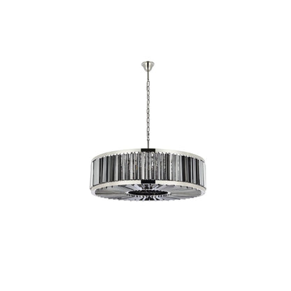 Elegant Lighting Chelsea 10 Light 44" Wide Crystal Drum Chandelier with Silver Shade Royal Cut Crystals