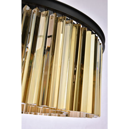 Elegant Lighting Sydney 8 Light 32" Wide Crystal Drum Chandelier with Golden Teak Royal Cut Crystals