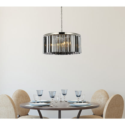 Elegant Lighting Sydney 8 Light 32" Wide Crystal Drum Chandelier with Silver Shade Royal Cut Crystals