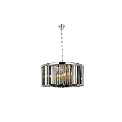 Elegant Lighting Sydney 8 Light 32" Wide Crystal Drum Chandelier with Silver Shade Royal Cut Crystals