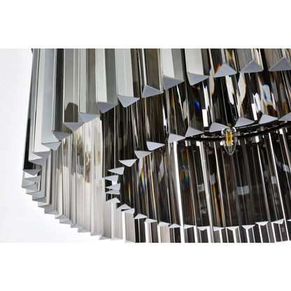 Elegant Lighting Sydney 8 Light 32" Wide Flush Mount Drum Ceiling Fixture with Silver Shade Royal Cut Crystals