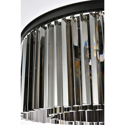 Elegant Lighting Sydney 8 Light 32" Wide Flush Mount Drum Ceiling Fixture with Silver Shade Royal Cut Crystals