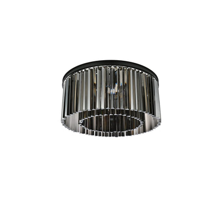 Elegant Lighting Sydney 8 Light 32" Wide Flush Mount Drum Ceiling Fixture with Silver Shade Royal Cut Crystals