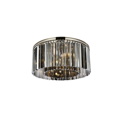 Elegant Lighting Sydney 8 Light 32" Wide Flush Mount Drum Ceiling Fixture with Silver Shade Royal Cut Crystals
