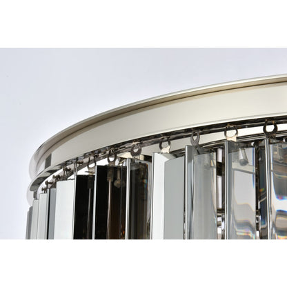 Elegant Lighting Sydney 8 Light 32" Wide Flush Mount Drum Ceiling Fixture with Silver Shade Royal Cut Crystals