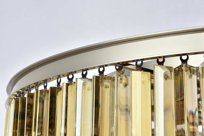 Sydney 10 Light 44" Wide Flush Mount Drum Ceiling Fixture with Golden Teak Royal Cut Crystals