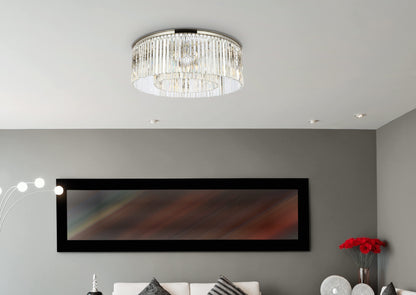 Sydney 10 Light 44" Wide Flush Mount Drum Ceiling Fixture with Clear Royal Cut Crystals