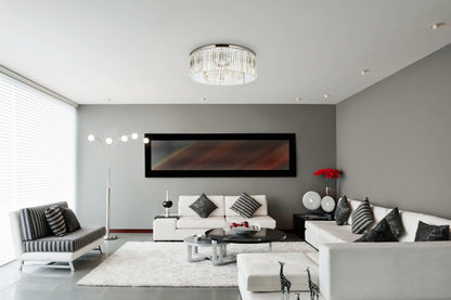Sydney 10 Light 44" Wide Flush Mount Drum Ceiling Fixture with Clear Royal Cut Crystals
