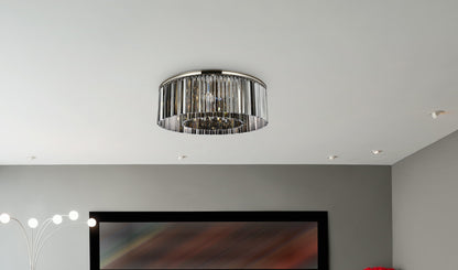 Sydney 10 Light 44" Wide Flush Mount Drum Ceiling Fixture with Silver Shade Royal Cut Crystals