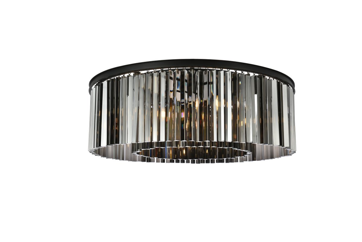 Sydney 10 Light 44" Wide Flush Mount Drum Ceiling Fixture with Silver Shade Royal Cut Crystals