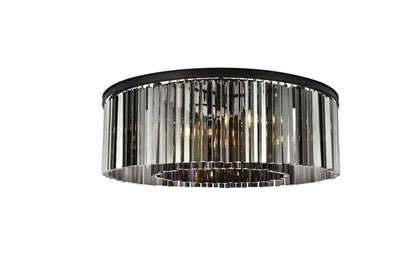Sydney 10 Light 44" Wide Flush Mount Drum Ceiling Fixture with Silver Shade Royal Cut Crystals