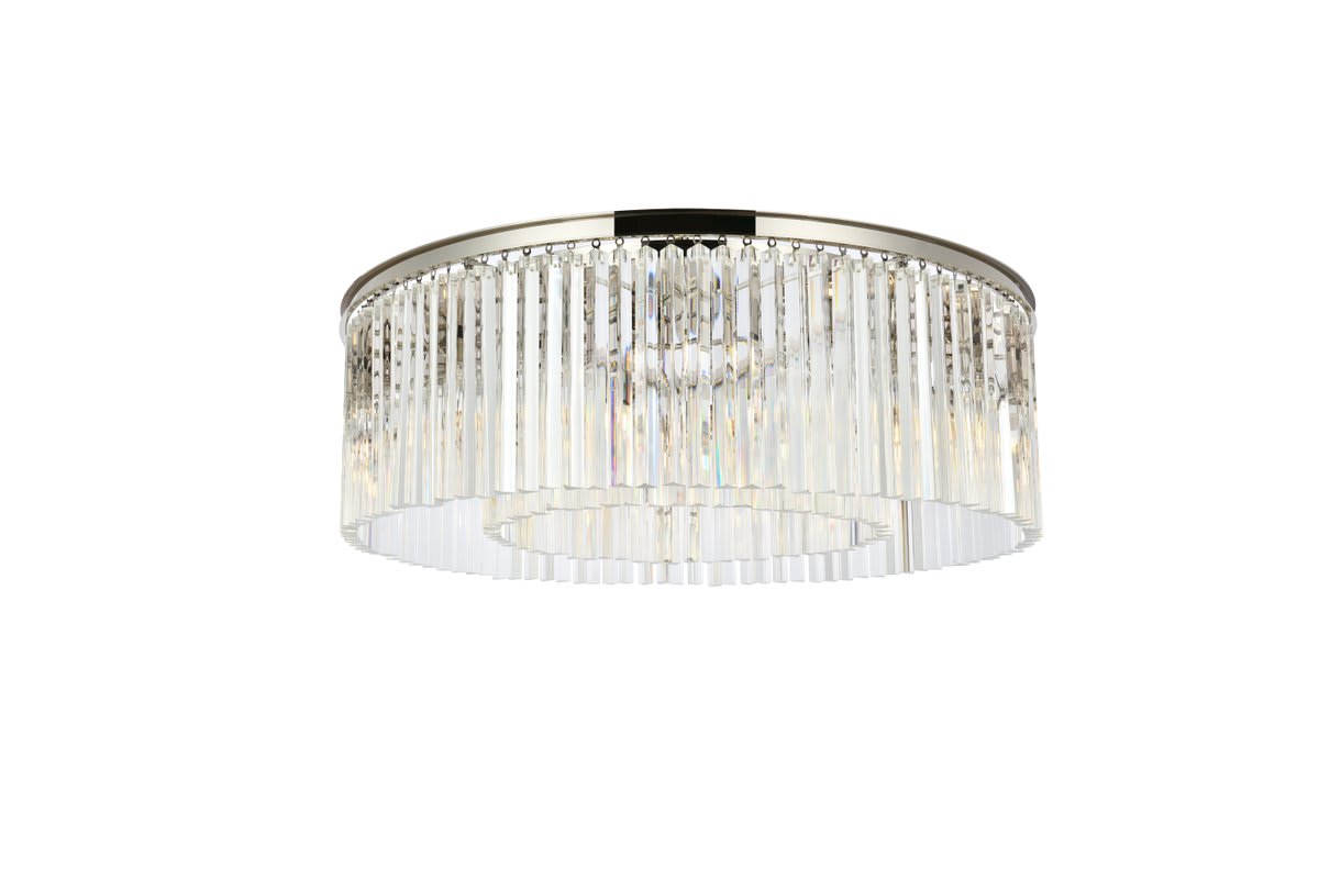 Sydney 10 Light 44" Wide Flush Mount Drum Ceiling Fixture with Clear Royal Cut Crystals