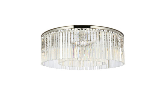 Sydney 10 Light 44" Wide Flush Mount Drum Ceiling Fixture with Clear Royal Cut Crystals