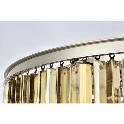 Elegant Lighting Sydney 10 Light 44" Wide Crystal Drum Chandelier with Golden Teak Royal Cut Crystals
