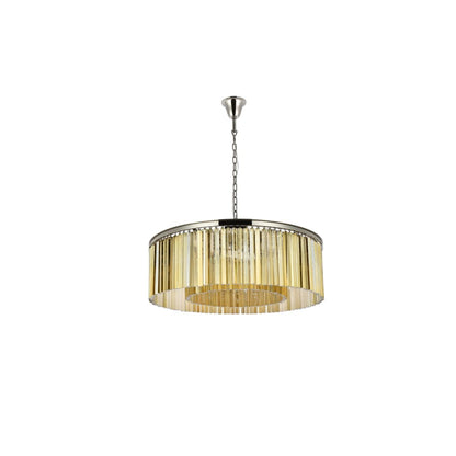 Elegant Lighting Sydney 10 Light 44" Wide Crystal Drum Chandelier with Golden Teak Royal Cut Crystals