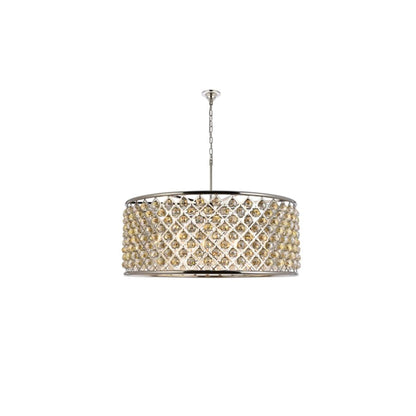 Elegant Lighting Madison 10 Light 44" Wide Crystal Drum Chandelier with Golden Teak Royal Cut Crystals