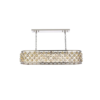 Elegant Lighting Madison 7 Light 50" Wide Crystal Linear Chandelier with Golden Teak Royal Cut Crystals