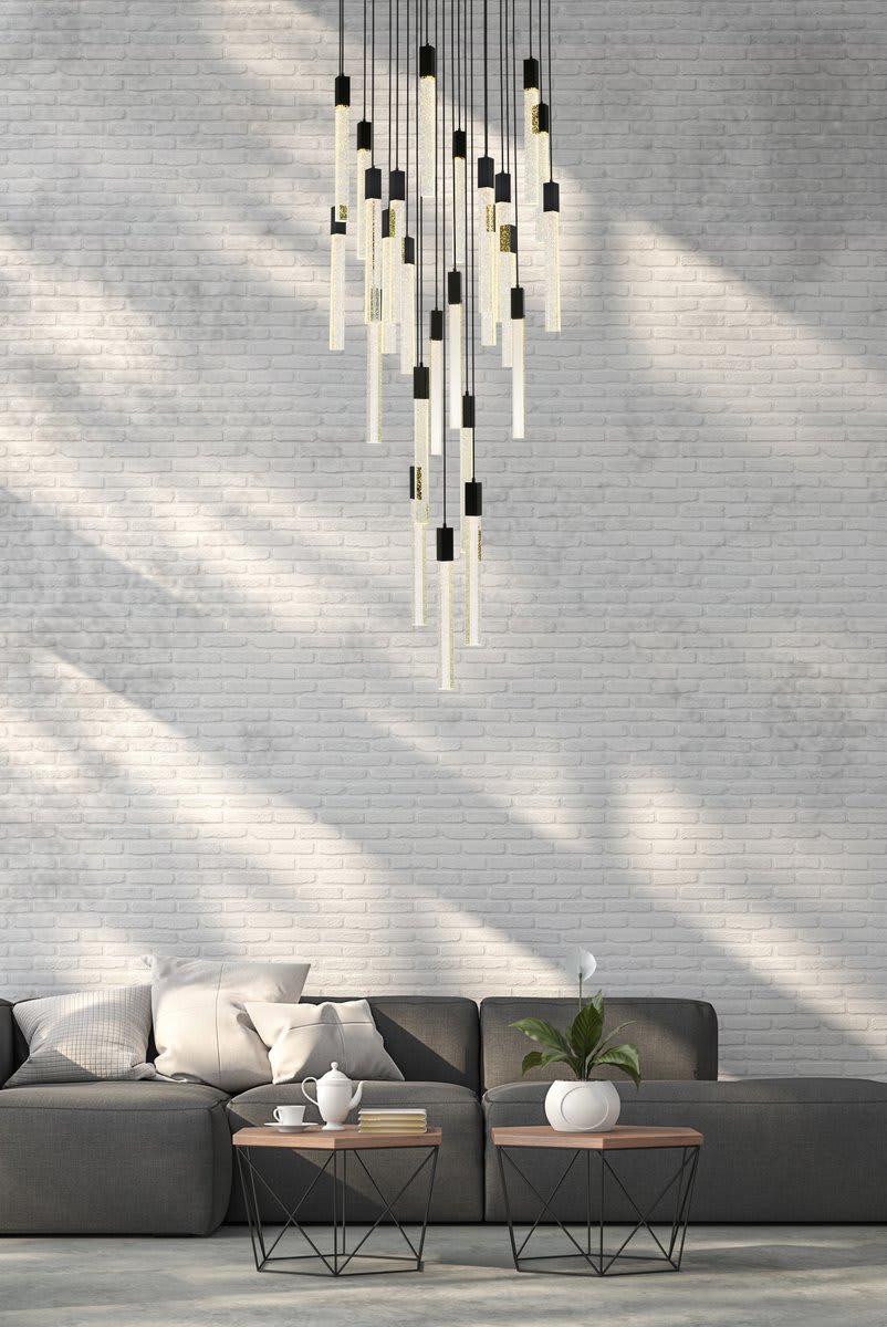 Weston 25 Light 42" Wide LED Crystal Multi Light Pendant with Clear Crystal Accents