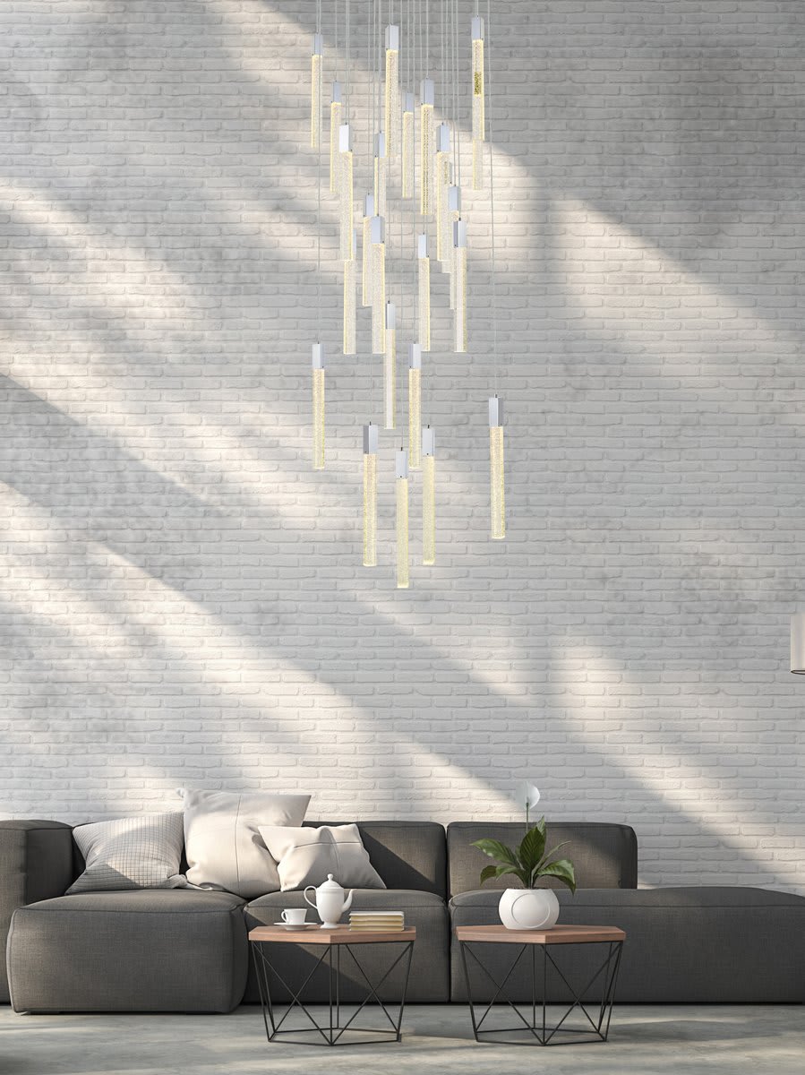 Weston 25 Light 42" Wide LED Crystal Multi Light Pendant with Clear Crystal Accents