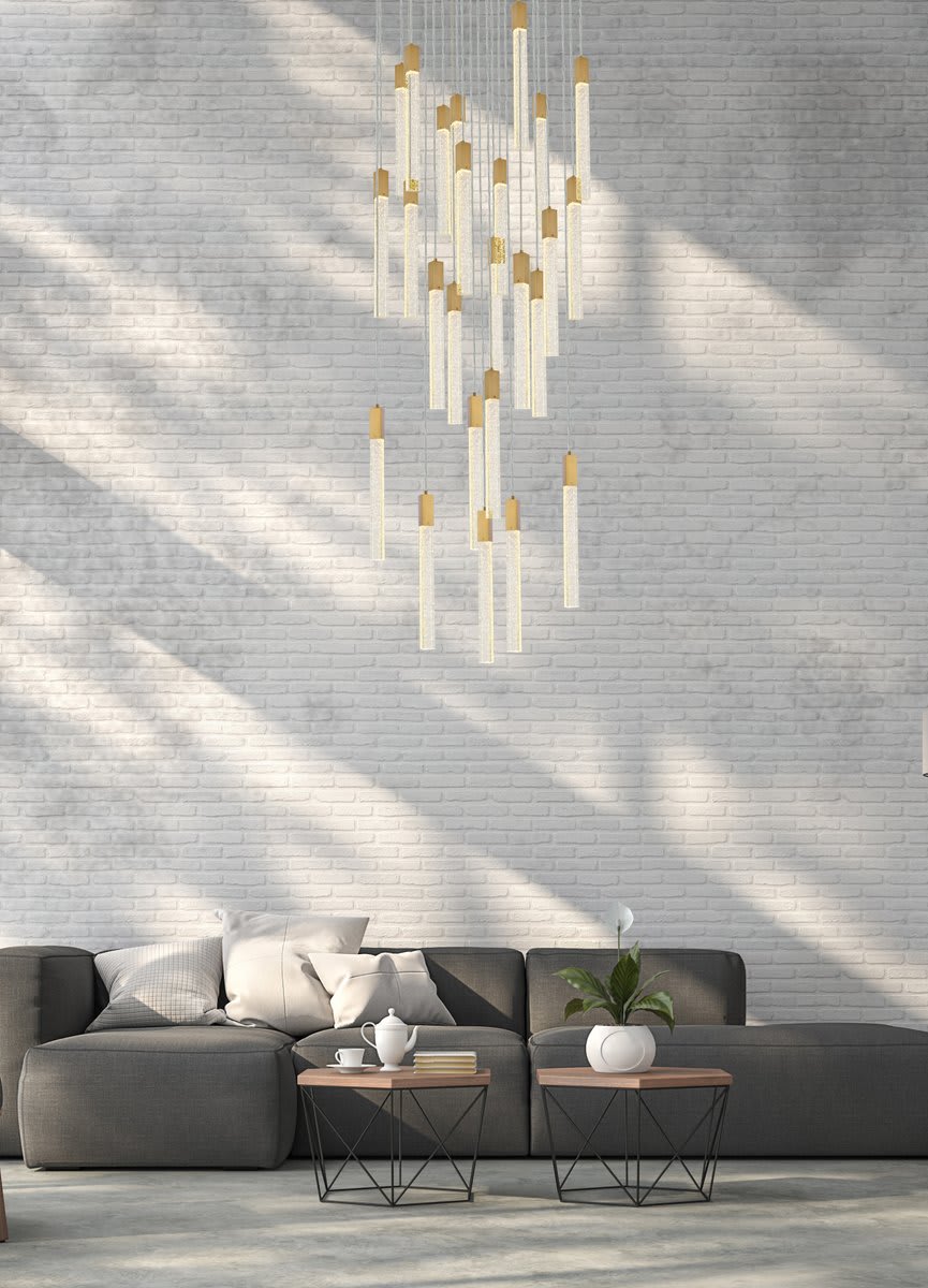 Weston 25 Light 42" Wide LED Crystal Multi Light Pendant with Clear Crystal Accents
