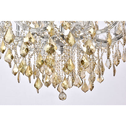Elegant Lighting Maria Theresa 19 Light 30" Wide Crystal Chandelier with Golden Teak Royal Cut Crystals