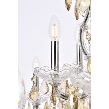 Elegant Lighting Maria Theresa 19 Light 30" Wide Crystal Chandelier with Golden Teak Royal Cut Crystals