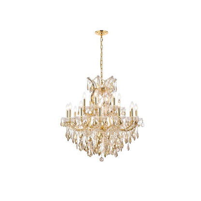 Elegant Lighting Maria Theresa 19 Light 30" Wide Crystal Chandelier with Golden Teak Royal Cut Crystals