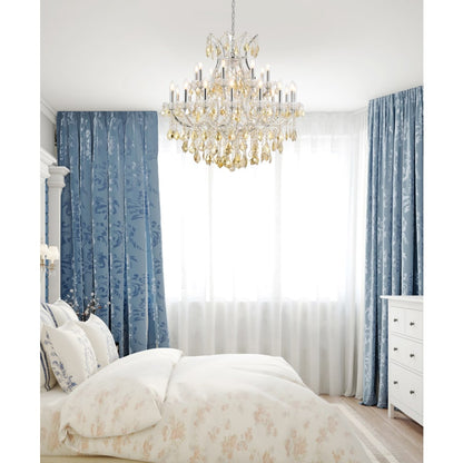 Elegant Lighting Maria Theresa 24 Light 36" Wide Crystal Chandelier with Golden Teak Royal Cut Crystals