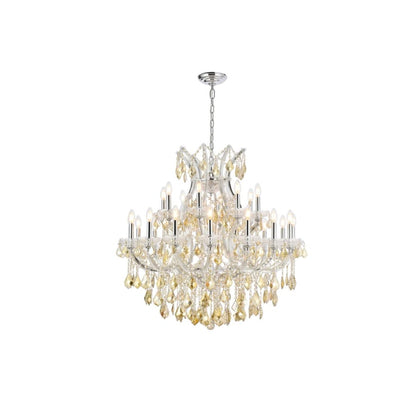 Elegant Lighting Maria Theresa 24 Light 36" Wide Crystal Chandelier with Golden Teak Royal Cut Crystals