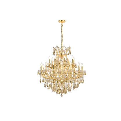 Elegant Lighting Maria Theresa 24 Light 36" Wide Crystal Chandelier with Golden Teak Royal Cut Crystals