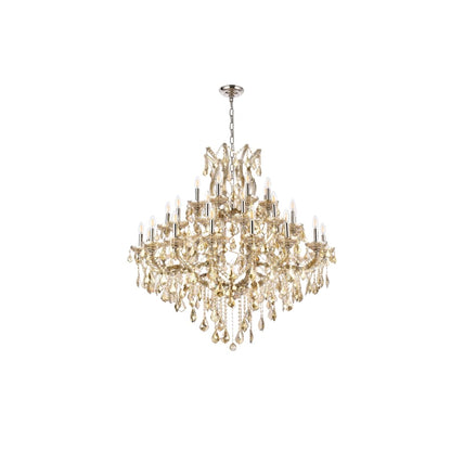 Elegant Lighting Maria Theresa 37 Light 44" Wide Crystal Chandelier with Golden Teak Royal Cut Crystals