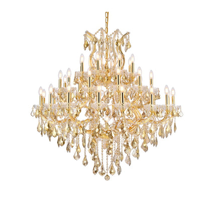 Elegant Lighting Maria Theresa 37 Light 44" Wide Crystal Chandelier with Golden Teak Royal Cut Crystals