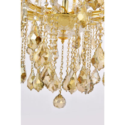 Elegant Lighting Maria Theresa 41 Light 52" Wide Crystal Chandelier with Golden Teak Royal Cut Crystals