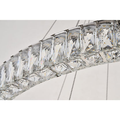 Elegant Lighting Monroe 2 Light 42" Wide LED Crystal Ring Chandelier with Clear Royal Cut Crystals