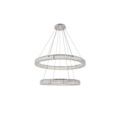 Elegant Lighting Monroe 2 Light 42" Wide LED Crystal Ring Chandelier with Clear Royal Cut Crystals