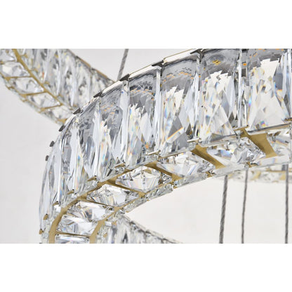 Elegant Lighting Monroe 3 Light 32" Wide LED Crystal Ring Chandelier with Clear Royal Cut Crystals