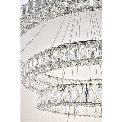 Elegant Lighting Monroe 4 Light 42" Wide LED Crystal Ring Chandelier with Clear Royal Cut Crystals