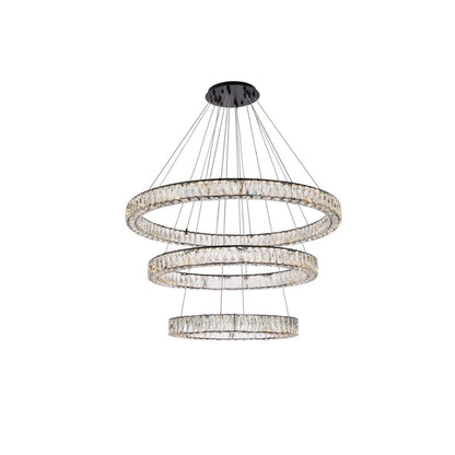 Elegant Lighting Monroe 41" Wide LED Crystal Ring Chandelier with Clear Crystal Accents