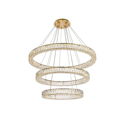 Elegant Lighting Monroe 41" Wide LED Crystal Ring Chandelier with Clear Crystal Accents
