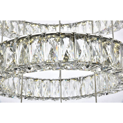 Elegant Lighting Monroe 5 Light 26" Wide LED Crystal Ring Chandelier with Clear Royal Cut Crystals