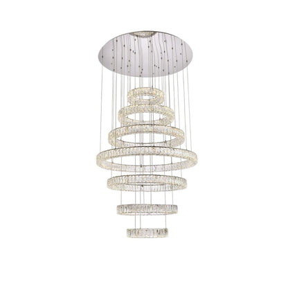 Elegant Lighting Monroe 40" Wide LED Crystal Ring Chandelier with Clear Crystal Accents