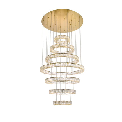 Elegant Lighting Monroe 40" Wide LED Crystal Ring Chandelier with Clear Crystal Accents