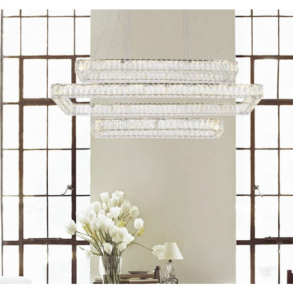 Elegant Lighting Monroe 50" Wide LED Crystal Linear Chandelier with Clear Crystal Accents