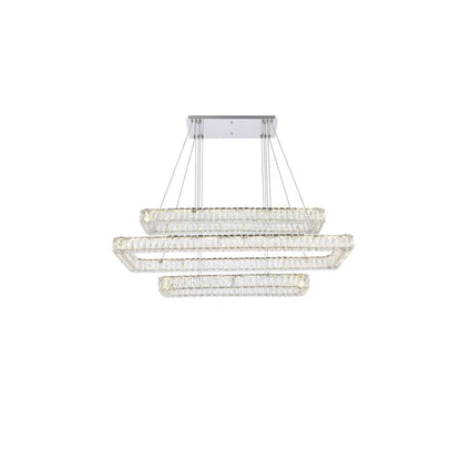Elegant Lighting Monroe 50" Wide LED Crystal Linear Chandelier with Clear Crystal Accents