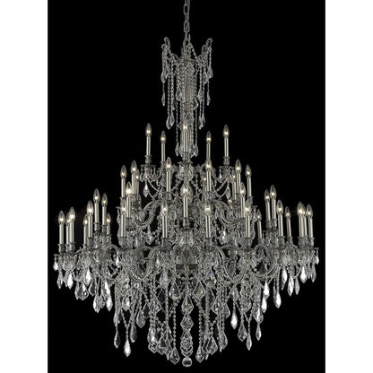 Elegant Lighting Rosalia 45 Light 54" Wide Crystal Chandelier with Golden Teak Royal Cut Crystals