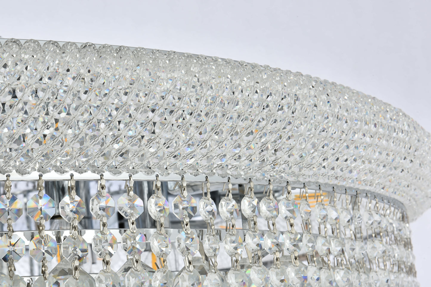 Primo 30 Light 42" Wide Flush Mount Waterfall Ceiling Fixture with Clear Royal Cut Crystals