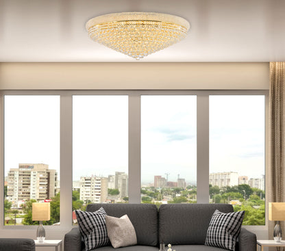 Primo 30 Light 42" Wide Flush Mount Waterfall Ceiling Fixture with Clear Royal Cut Crystals