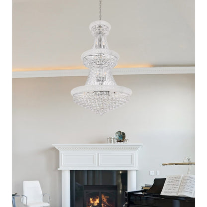 Elegant Lighting Primo 32 Light 30" Wide Crystal Empire Chandelier with Clear Royal Cut Crystals