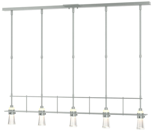 Erlenmeyer 48"W 5 Light Standard Pendant w/ Clear Glass Shade